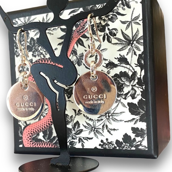 Authentic Gucci Sterling Silver 925 Round Logo Dangle Earrings! - Picture 13 of 16